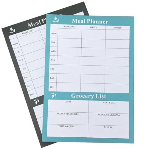 Cuaderno planificador semanal de comidas en papel reutilizable de 2 piezas