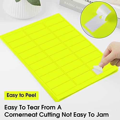Maxgear 8-1/2" X 11" Neon Yellow Labels - Fluorescent Labels, Template 5160, For Inkjet Or Laser Printer, For Efficient Sorting And Organization, Strong Adhesive, 1" X 2-5/8", 30 Sheets, 900 Labels #TOP5
