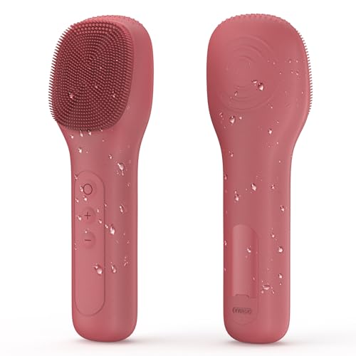Brosse Nettoyante Visage Électrique IPX7 Étanche Silicone Rotative pour Nettoyer Le Visage en Profondeur pour L'Acné, les Points Noirs, la Peau Morte (Red)