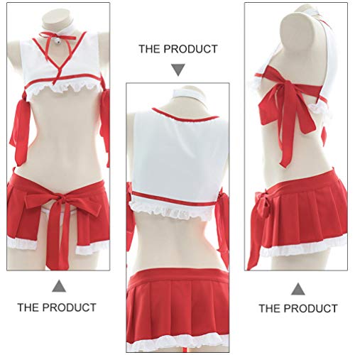 ABOOFAN Womens Lingerie Set Auto Tie Ruffle Guarnição Sutiã E Calcinha Set Com Tiras Babydoll Bodysu