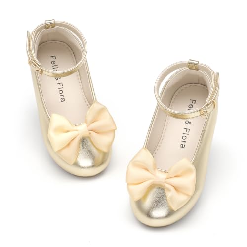 Image of Felix & Flora Toddler Flower Girl Dress Shoes - Baby Girl Ballet Mary Jane Flats for Party School Wedding