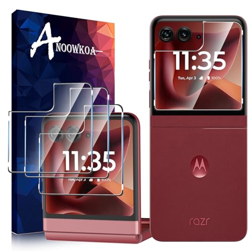 Anoowkoa Paquete de 2 protectores de pantalla de vidrio templado, 0,26 mm, compatibles con Motorola Moto Razr 60 Ultra, con un solo empuje, instalación muy fácil