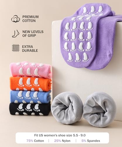 jeuhut Pilates Grip Socks for Women Grippy Socks Woman Hospital Non Slip Sticky Footies Slipper Sock for Yoga Barre