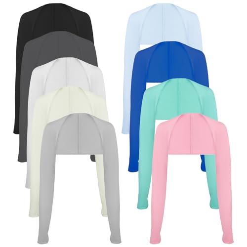 9 Stück kühlende Schal-Armstulpen, Sonnenschutz, Armstulpen für Damen, mit Fingerloch für Outdoor-Sport, Reiten, Golfen, Schwarz, Dunkelgrau, Hellgrau, Weiß, Rosa, Königsblau, Himmelblau, Mintgrün