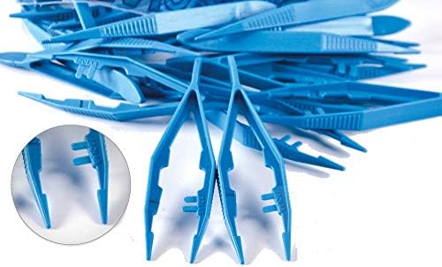 ISOLAB USA - Tapered Tweezers/Plastic Blue Forceps (Pack of 50, Bulk Priced, Disposable, Grooming, Labs, First Aid, Medical usage)