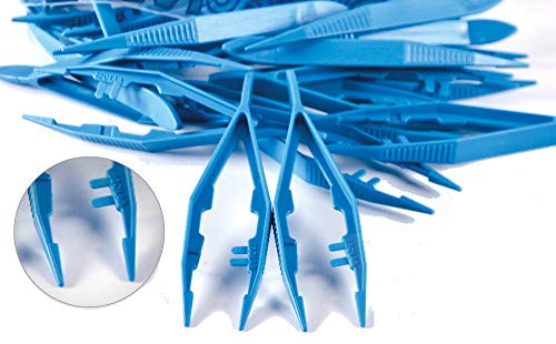 ISOLAB - Pinzas cónicas Pinzas de plástico azul (paquete de 50, precio a granel, desechable, aseo, laboratorios, primeros auxilios, uso médico)