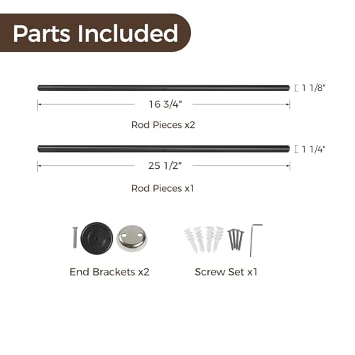 Image of TWOPAGES Matte Black French Return Curtain Rod 28 to 48 Inch