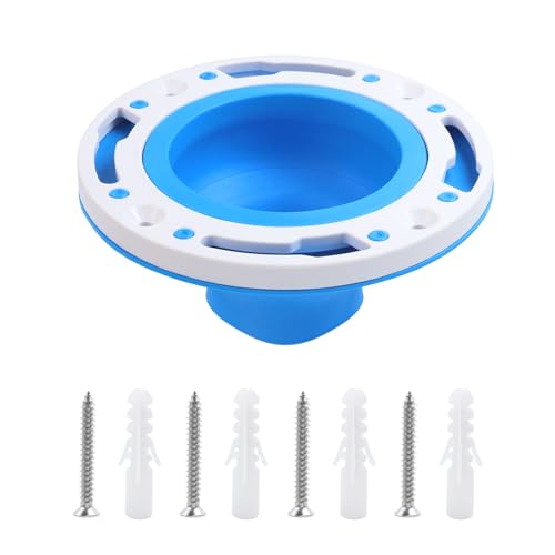 Bitray Silicone Toilet Flange Fits Universal Toilet Flange Repair Kit for 3\" and 4\" Pipe (Blue)
