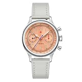 SEAKOSS Men's Mechanical Wristwatch, 38 mm Seagull 1963 original ST1901 Movement Chronograph Watches for Men Pilot Watch Manual Winding Sapphire Glass Luminous Stainless Steel Reloj Para Hombre (Salmon)