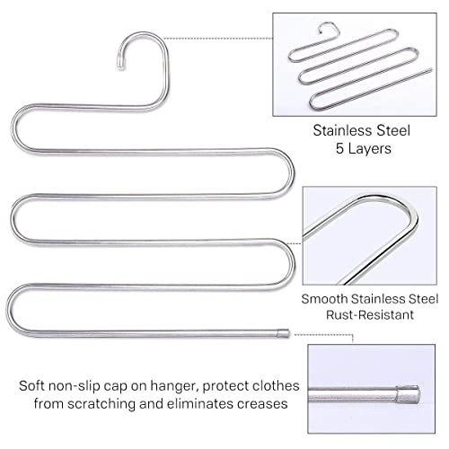Clothes Hangers 4 Pack Multi Pants Hangers Rack For Closet Organization, S-Shape 5 Layer Clothes Hangers For Space Saving (Color : A, Size : 36X36Cm) #TOP5