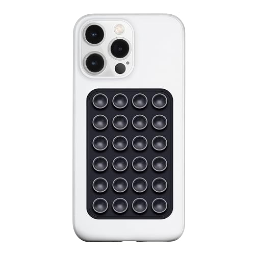 Image of LvShuLiangPin Anteel Silicone Suction Phone Case Mount, Silicon Adhesive Phone Accessory for Smartphones, Hands-Free Mirror Shower Phone Holder for Selfies, Tiktok Videos (Black)