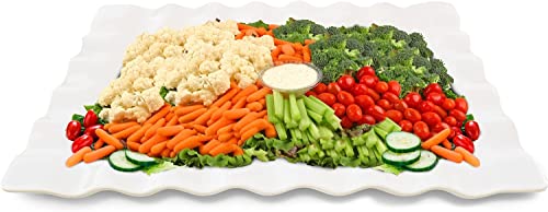 Extreme Consumer Products 19" Rectangular Melamine Scalloped Serving Platter │Outdoor Dining And Patio Parties │Shatterproof And Dishwasher Safe - Ivory #TOP4
