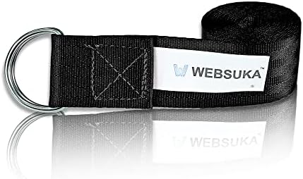 Yoga Strap for Stretching,Durable Webbing with Adjustable Metal D-Ring Buckle Loop, Yoga Exercise Straps for Pilates, Physical Therapy, Dance, Gym Workouts(Black)