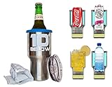 10 Below Freezable 22 oz Tumbler/Can and Bottle Cooler w/ThermPak - Cools To Zero And Below! 5 in 1 Design - Stainless Steel