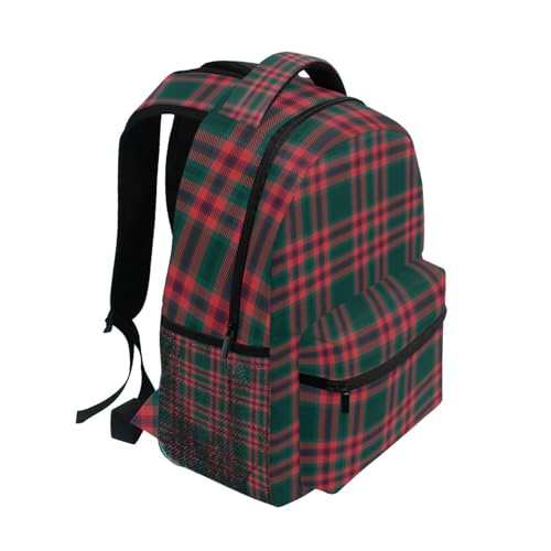 Nisza Christmas Plaid Pattern School Backpack Boys Girls Kids Elementary Middle Schoolbag Travel 16in2
