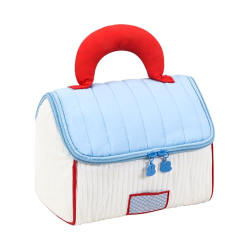 Estuche organizador de maquillaje | Bolso de aseo en forma de casa,Bolsa multicompartimentos para viajes, baño, deportes, desplazamientos y vanidad, azul cielo, Se référer au descriptif, Consulte la