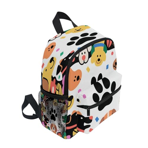 Dog and Paw Pattern Backpacks for Kids Chest Strap Kids Student Book Bags for Camping M4