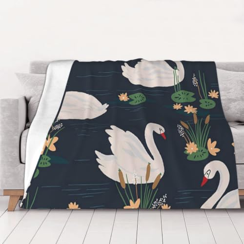Couverture en flanelle de qualité supérieure imprimé cygnes chic - 2