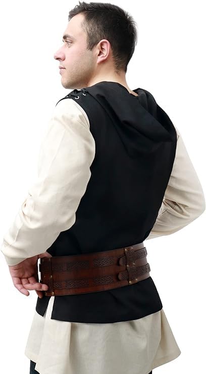 FURPHI Medieval Linen Tunic Long Sleeve Undershirts Renaissance Cosplay Costume for Men - Image 5