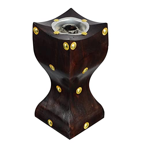 Image of dhoopbati loban dan Holder Handmade Wooden Pyramid Incense Box Fragrance Stand Holder /loban Stand loban dani