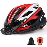 Fahrradhelm Herren Damen, KINGLEAD Fahrradhelm mit Licht USB Wiederaufladbare Fahrradhelm mit Visier Abnehmbares Reflektierende Riemen Tasche CE Zertifizierter MTB Helm Rennradhelm Erwachsene (KL-025)