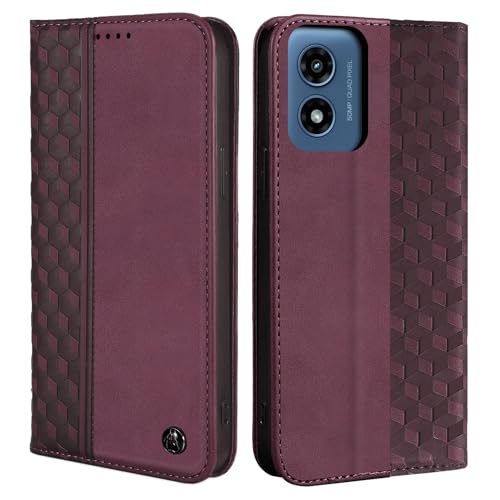 Image of Wallet Case for Motorola Moto G Play 5G (2024) 6.5 inch - Moto G 5G 2024 Flip case, PU Leather Strong Magnetic Folio Phone Cover with Card Holder Slots, Wine Red