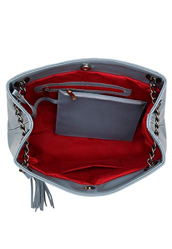 Bolsa Feminina de Ombro Grande Com Necessaire Selten Azul Claro