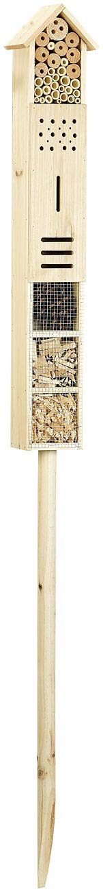 Royal Gardineer Holz-Insektenhotel: 2er-Set Insektenhotels Flip mit Erdspieß, 160 cm (auf Holzstab, zum aufstellen, Kinder)