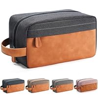 Lizzton Travel Toiletry Bag for Men, Hanging Toiletries Bag Water Repellent Dopp Kit PU Leather Travel Bag for Toiletries Accessories, Black
