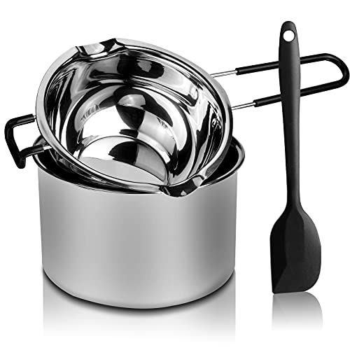 Comparison: Best Pot For Making Candy Double Boiler Pot Set, Stainless Steel Melting Pot with Silicone Spatula for Melting Chocolate, Soap, Wax, Candle Making (600ml and 1600ml)