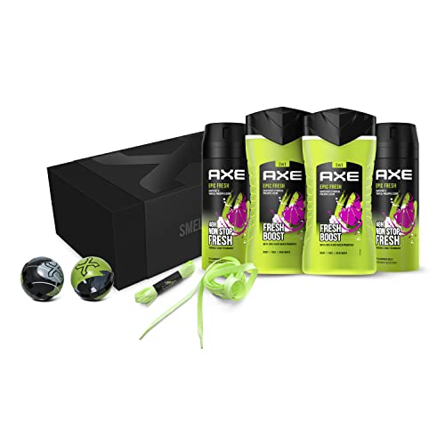 Axe Geschenkset Epic Fresh Pflegeset mit Bodyspray, Duschgel, Schuhdeo-Kugeln und leuchtenden Schnürsenkeln (2x 150ml + 2x 250ml) 1 Stück