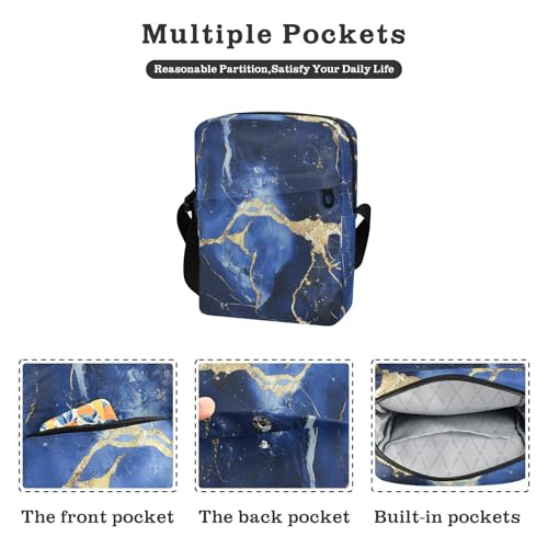 Blue Gold Irregular Marble Texture men's messenger bag Shoulder Bag Everyday Purses Adjustable Strap for work Outdoor Daily2