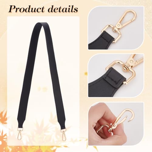 Image of PH PandaHall 4 Colors 1.5 Inch Leather Bag Wide Shoulder Strap, Leather Strap for Crossbody Bag, Replacement Wallet Strap, Removable Tote Bag Shoulder Strap with Gold Lobster Buckle