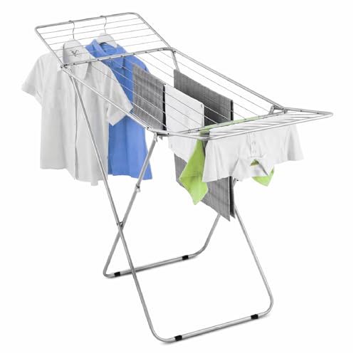 TIENDA EURASIA - Tendedero de Ropa Plegable | Estructura Metálica Ligera | Capacidad de Carga 20 Kg | Medidas Abierto 180x50x100 cm y Cerrado 126x50x100 cm (Plata)