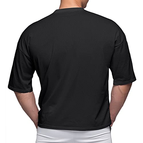 Mens Workout Shirts Short Sleeve Oversize Hipster Big Size Gym Shirts Basketball Hip-hop Mesh T-Shirts for Men T644