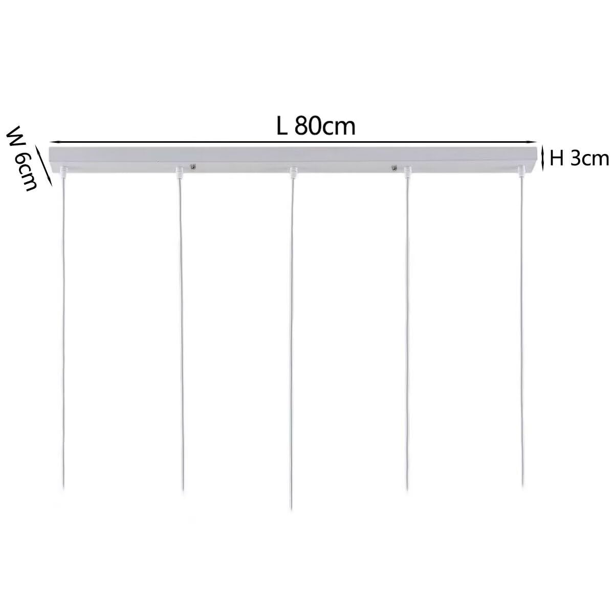 DESHOME L 80cm Lampenbaldachin 5 Loch Baldachin Lampe Weiß Metall Deckenrosette Matt Abdeckung Baldachin für 5 Lampen Kabelabdeckung Deckenbaldachin, für Hängeleuchte Deckenleuchte