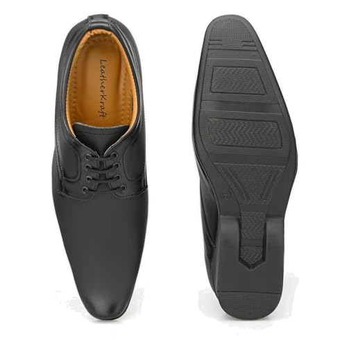 Image of Leatherkraft Stacked Heel Lace-Up Formal Shoes