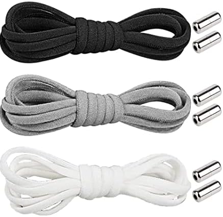3 Pairs Elastic Laces for Trainers, No Tie Elastic Shoelaces Without Knot with Metal Buckle for Sneakers Untied Laces for Children and Adults for all Magnetic Football Boot Shoes Lock Laces