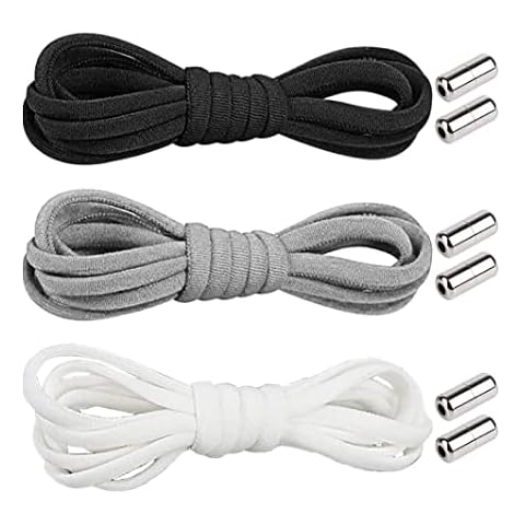 3 Pairs Elastic Laces for Trainers, No Tie Elastic Shoelaces Without Knot with Metal Buckle for Sneakers Untied Laces for Children and Adults for all Magnetic Football Boot Shoes Lock Laces Cover