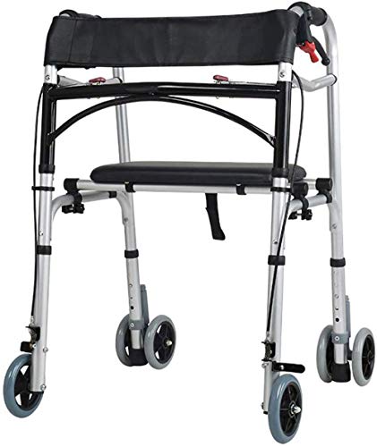 歩行器、手動ブレーキ付き歩行器、6輪、防水レザーシート職業医療用ウォーキングフレーム kxtmm