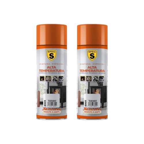 SPSIL Spray Pintura Temperatura Anticalorica Trasparente 400ml (pack of 2),Protección Anticorrosión para Radiadores, Motores, Parrillas y Más,Pintura para Coche y Moto,Resistencia 600°C