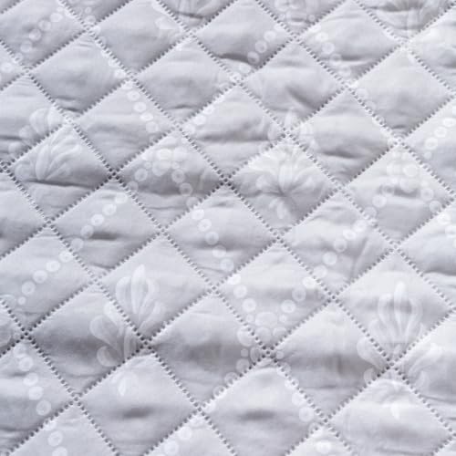 Image of House of Quirk 'Mughal Series' Printed Quilted Sofa Cover for 1 /2 /3 /4 Seater - Anti-Slip, Washable Couch Protector Slipcover (Backrest, Grey Canvas, 50x70 cm)