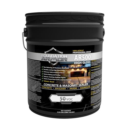 5 GAL Armor AR500 High Gloss Solvent Based Acrylic Concrete Sealer and Paver Sealer - 50 VOC