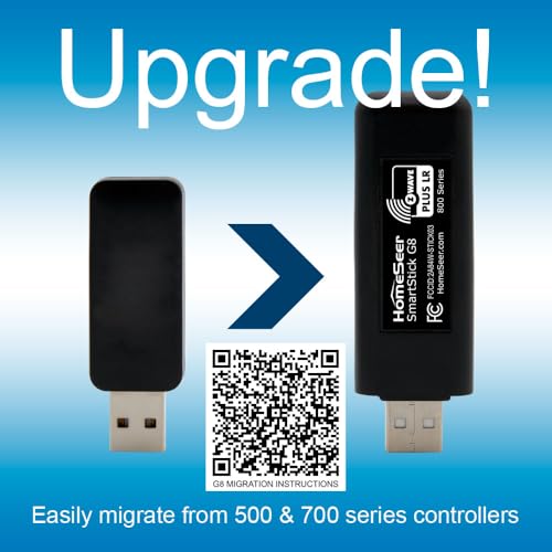 HomeSeer SmartStick G8 Z-Wave Plus V2 USB Controller, 800 Series Long Range (Up to 1 Mile), S2 Security, Compatible with HomeSeer, Home Assistant & Other Smart Home Hubs