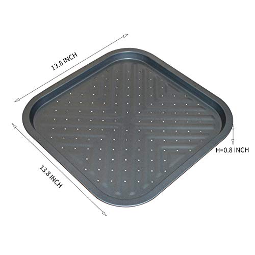 Mingcao Nonstick Square Pizza Pan, 14 X14 Inch Carbon Steel Tray With Holes, Pizza Bakeware For Oven Baking Pizza,French Fries #TOP2