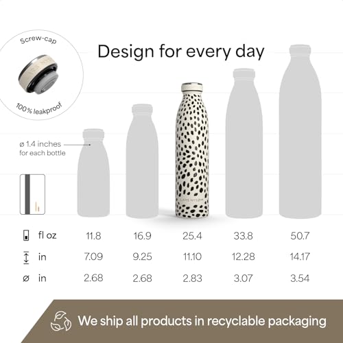 Image of LARS NYSOM Stainless Steel Insulated Water Bottle 12oz 17oz 25oz 34oz 51oz | Insulated Thermo Flask for Hot and Cold Beverages | Leakproof Drinking Bottle (Beige, 25.4oz)