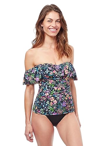 Profile by Gottex Women's Standard Flora Off The Shoulder Ruffle Tankini