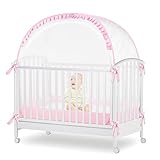 YAVIL Baby Crib Tent Net to Keep Baby from Climbing Out, Baby Safety Tent Toddler Canopy Netting Falls and Mosquito Bites with Breathable Mesh & Stable Structure (Pink)