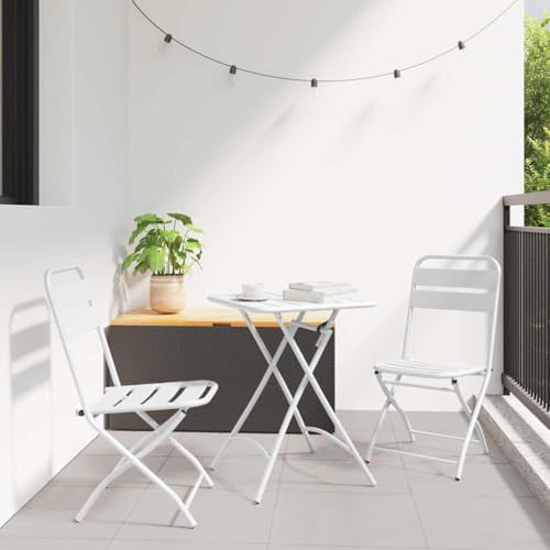 Mimdixy Sillón plegable para exteriores, 2 unidades, color blanco, 55 x 56,5 x 91 cm, acero