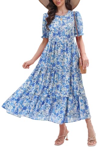Ann Darling Women’s Maxi Dress Casual Loose Fit Tiered A-Line Flowy Summer Dress with Pockets